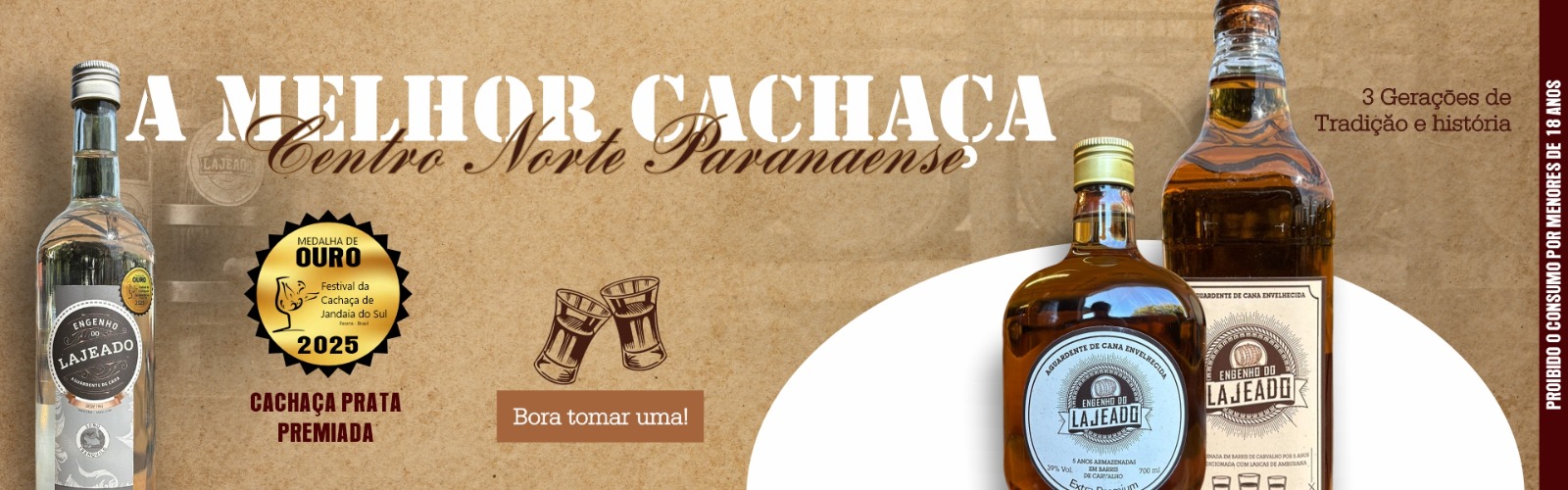 Banner principal com garrafas de cachaça