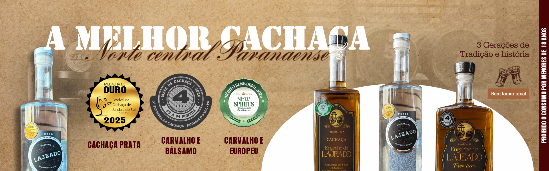 Banner principal com garrafas de cachaça